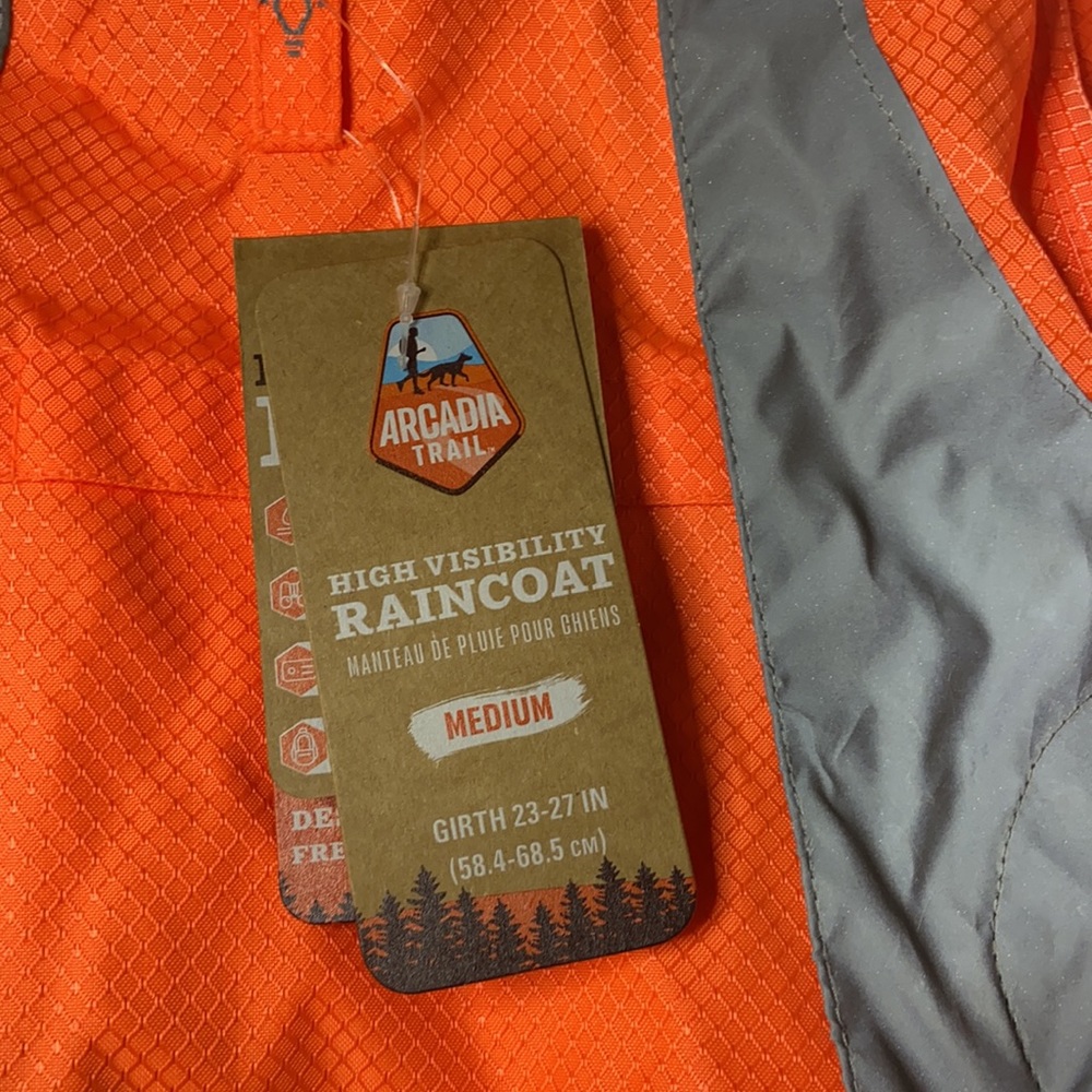 High visability orange and gray dog raincoat. NWT great for hiking and camping - Picture 3 of 13